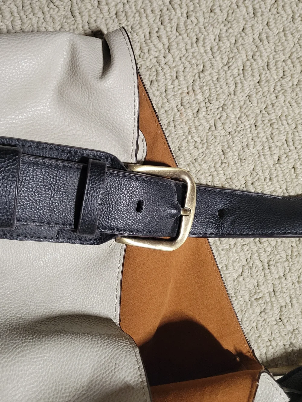 Joy Susan Two-Tone Cream and Black Hobo Shoulder Bag